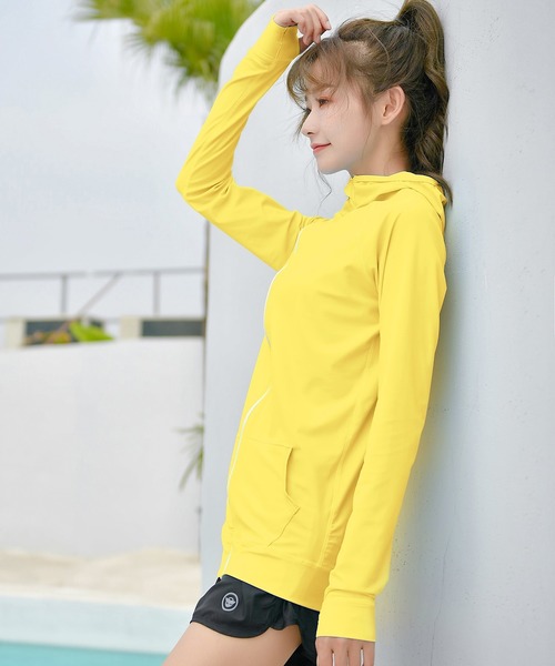 UVカット率 99.9%以上】レディース フード付きフロントジップ長袖