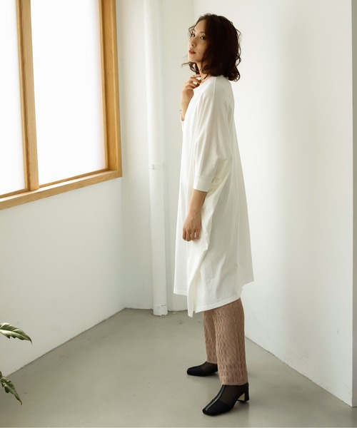 Auntie Rosa Holiday(アンティローザホリデー)の「ワイドシルエットコットンTEEワンピース(ワンピース・レディース・ホワイト/グレー系その他/ブラック・FREE)」の7枚目の写真