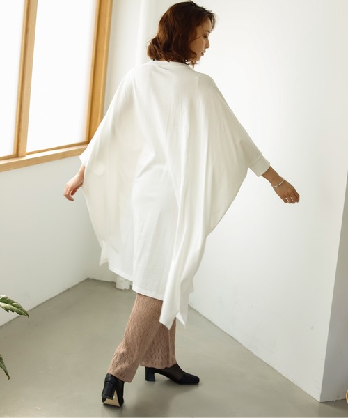 Auntie Rosa Holiday(アンティローザホリデー)の「ワイドシルエットコットンTEEワンピース(ワンピース・レディース・ホワイト/グレー系その他/ブラック・FREE)」の8枚目の写真