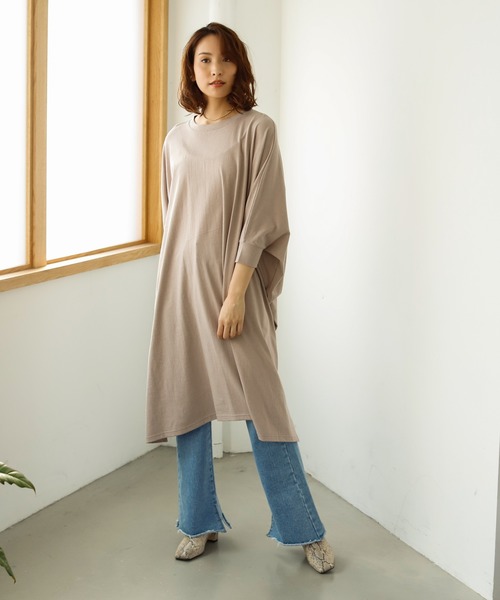 Auntie Rosa Holiday(アンティローザホリデー)の「ワイドシルエットコットンTEEワンピース(ワンピース・レディース・ホワイト/グレー系その他/ブラック・FREE)」の13枚目の写真