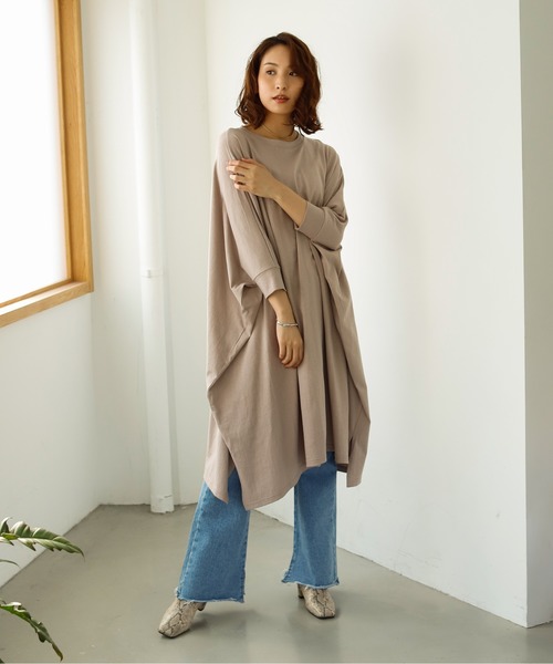 Auntie Rosa Holiday(アンティローザホリデー)の「ワイドシルエットコットンTEEワンピース(ワンピース・レディース・ホワイト/グレー系その他/ブラック・FREE)」の14枚目の写真