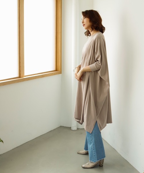 Auntie Rosa Holiday(アンティローザホリデー)の「ワイドシルエットコットンTEEワンピース(ワンピース・レディース・ホワイト/グレー系その他/ブラック・FREE)」の15枚目の写真