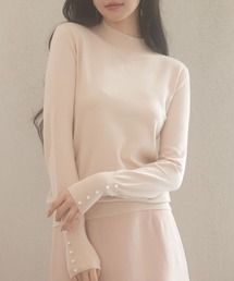 SAISON DE PAPILLON（セゾンドパピヨン）の「パールボタン付きプチハイネックニットプルオーバー（ニット/セーター）」