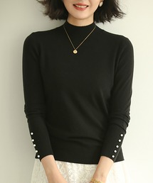 レディース ニット きれいめ オフィスカジュアル ハイゲージ パール