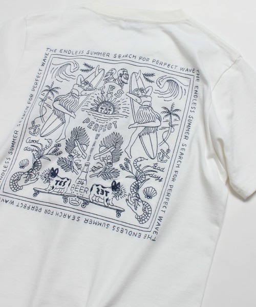 The Endless Summer(エンドレスサマー)の「TES CALM BANDANA EMB T-SHIRT(Tシャツ/カットソー・メンズ・ホワイト/ブラック/ネイビー/グリーン系その他3・SMALL/MEDIUM/LARGE/X-LARGE)」の6枚目の写真
