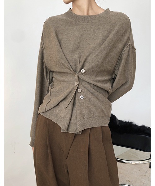 chuclla（チュクラ）の「【chuclla】Design silhouette 2way knit chw1397（カーディガン/ボレロ・レディース・ダークブルー/カーキブラウン・FREE）」の4枚目の写真