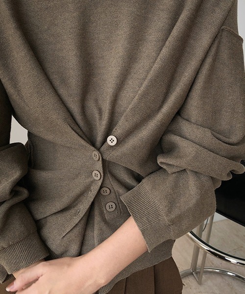 chuclla（チュクラ）の「【chuclla】Design silhouette 2way knit chw1397（カーディガン/ボレロ・レディース・ダークブルー/カーキブラウン・FREE）」の11枚目の写真