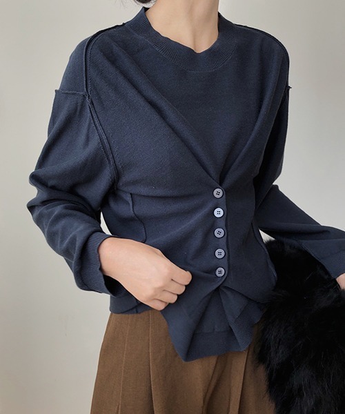 chuclla（チュクラ）の「【chuclla】Design silhouette 2way knit chw1397（カーディガン/ボレロ・レディース・ダークブルー/カーキブラウン・FREE）」の13枚目の写真