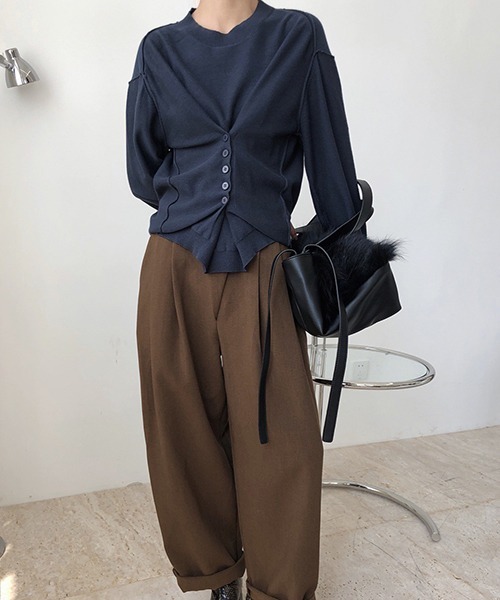 chuclla（チュクラ）の「【chuclla】Design silhouette 2way knit chw1397（カーディガン/ボレロ・レディース・ダークブルー/カーキブラウン・FREE）」の17枚目の写真