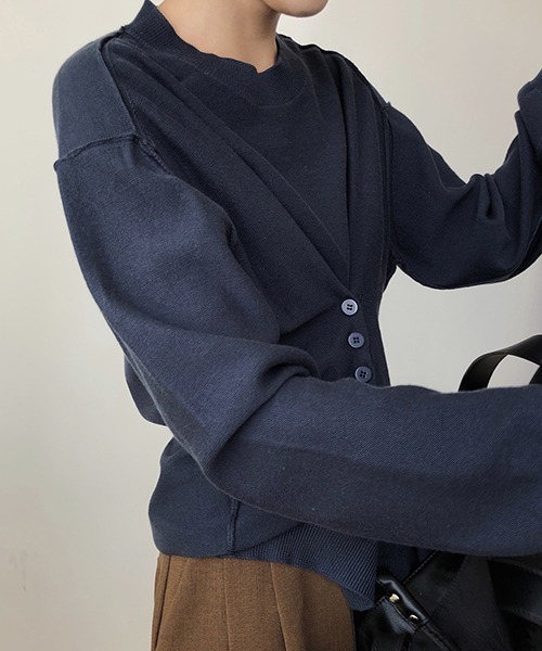 chuclla（チュクラ）の「【chuclla】Design silhouette 2way knit chw1397（カーディガン/ボレロ・レディース・ダークブルー/カーキブラウン・FREE）」の19枚目の写真