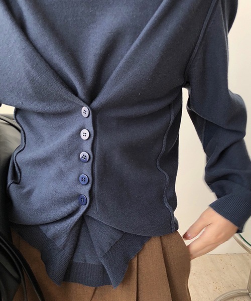 chuclla（チュクラ）の「【chuclla】Design silhouette 2way knit chw1397（カーディガン/ボレロ・レディース・ダークブルー/カーキブラウン・FREE）」の20枚目の写真