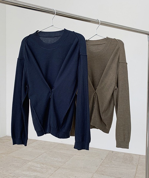 chuclla（チュクラ）の「【chuclla】Design silhouette 2way knit chw1397（カーディガン/ボレロ・レディース・ダークブルー/カーキブラウン・FREE）」の21枚目の写真