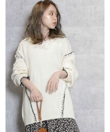 dazzlin | ステッチクルーニットチュニック【WEB限定】(ニット/セーター)