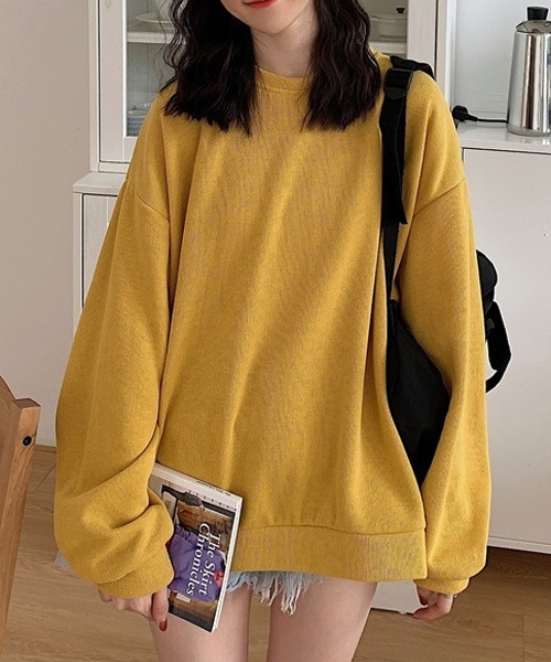 urge：（アージコロン ）の「【URGE：】くすみカラー　ルーズシルエット　スウェット　トレーナー（スウェット・レディース・ブラック/パープル/グレー/レッド/ピンク/イエロー/ブルー/グリーン・M/L/XL）」の6枚目の写真