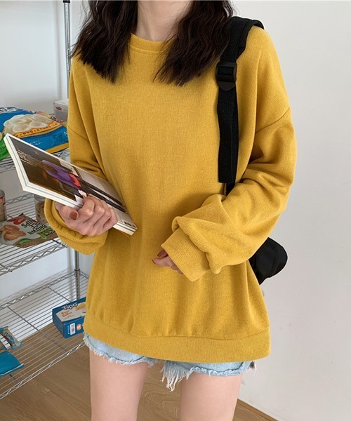 urge：（アージコロン ）の「【URGE：】くすみカラー　ルーズシルエット　スウェット　トレーナー（スウェット・レディース・ブラック/パープル/グレー/レッド/ピンク/イエロー/ブルー/グリーン・M/L/XL）」の14枚目の写真