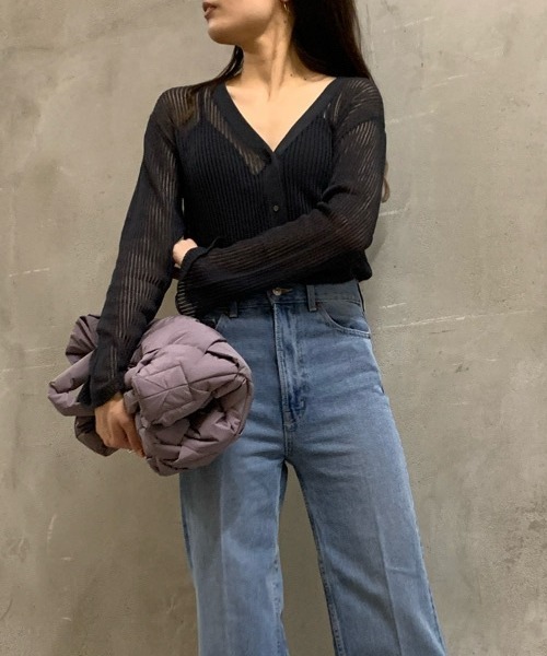 Mila Owen（ミラオーウェン）の「袖スリット透けカーディガン