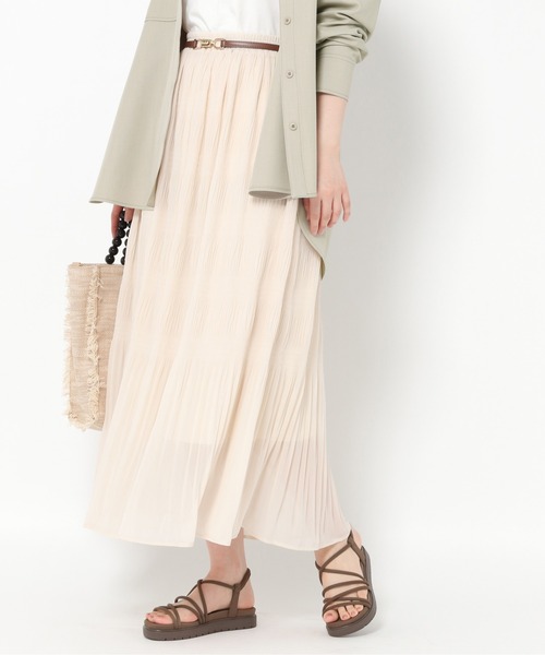 mysty woman（ミスティウーマン）の「マジョリカプリーツスカート 932672（スカート・レディース・アイボリー/モカ/ライトグリーン・FREE）」の2枚目の写真