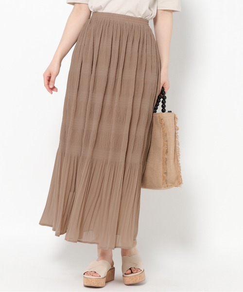 mysty woman（ミスティウーマン）の「マジョリカプリーツスカート 932672（スカート・レディース・アイボリー/モカ/ライトグリーン・FREE）」の3枚目の写真