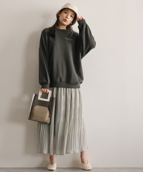 mysty woman（ミスティウーマン）の「マジョリカプリーツスカート 932672（スカート・レディース・アイボリー/モカ/ライトグリーン・FREE）」の6枚目の写真