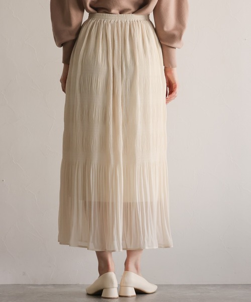 mysty woman（ミスティウーマン）の「マジョリカプリーツスカート 932672（スカート・レディース・アイボリー/モカ/ライトグリーン・FREE）」の9枚目の写真