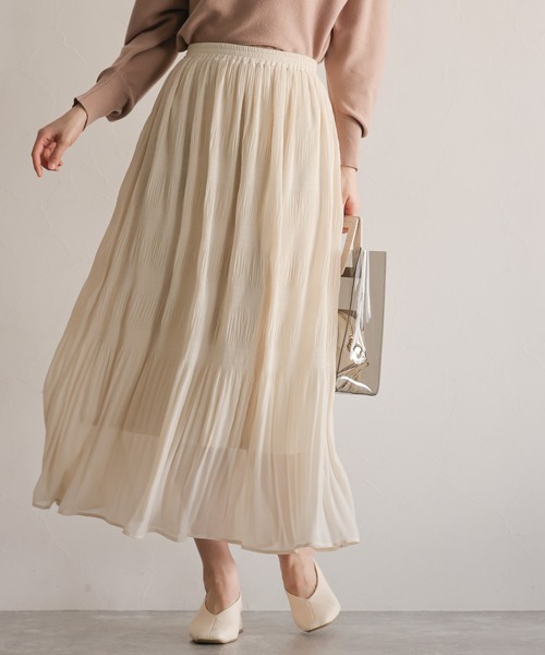 mysty woman（ミスティウーマン）の「マジョリカプリーツスカート 932672（スカート・レディース・アイボリー/モカ/ライトグリーン・FREE）」の18枚目の写真