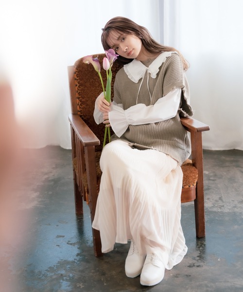 mysty woman（ミスティウーマン）の「マジョリカプリーツスカート 932672（スカート・レディース・アイボリー/モカ/ライトグリーン・FREE）」の16枚目の写真