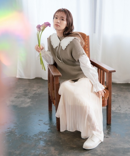 mysty woman（ミスティウーマン）の「マジョリカプリーツスカート 932672（スカート・レディース・アイボリー/モカ/ライトグリーン・FREE）」の17枚目の写真