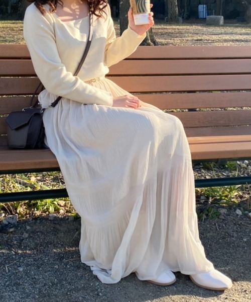 mysty woman（ミスティウーマン）の「マジョリカプリーツスカート 932672（スカート・レディース・アイボリー/モカ/ライトグリーン・FREE）」の20枚目の写真