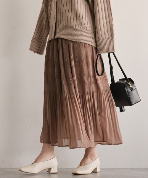 mysty woman（ミスティウーマン）の「マジョリカプリーツスカート 932672（スカート・レディース・アイボリー/モカ/ライトグリーン・FREE）」の19枚目の写真