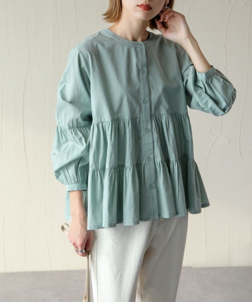 Chillfar(チルファー)の「コットンローンバックスリットティアードシャツ(シャツ/ブラウス・レディース・ベージュ/オフホワイト/ミント・MEDIUM)」の20枚目の写真