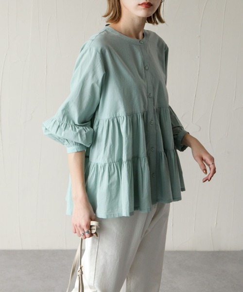 Chillfar(チルファー)の「コットンローンバックスリットティアードシャツ(シャツ/ブラウス・レディース・ベージュ/オフホワイト/ミント・MEDIUM)」の19枚目の写真