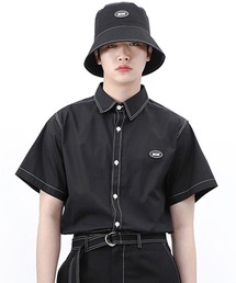 『BASIC COTTON/ベーシックコットン』BCN logo stitch half shirt/ロゴステッチハーフシャツ
