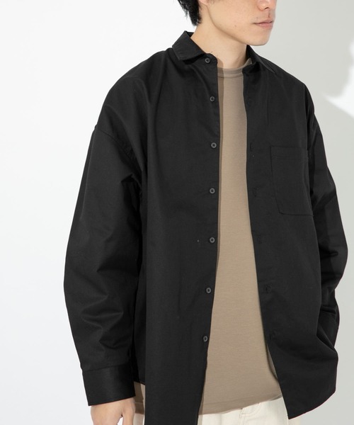 ITEMS URBANRESEARCH（アイテムズ アーバンリサーチ）の「綿ツイル レギュラーカラー ビッグシャツ（シャツ/ブラウス・メンズ・ブラック/ベージュ/カーキ・LARGE/MEDIUM）」の6枚目の写真