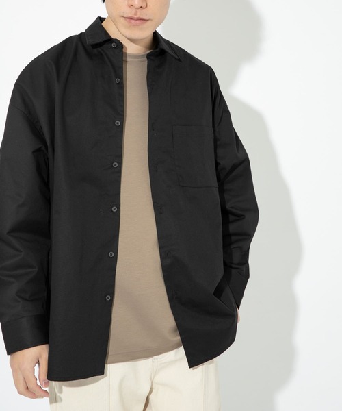 ITEMS URBANRESEARCH（アイテムズ アーバンリサーチ）の「綿ツイル レギュラーカラー ビッグシャツ（シャツ/ブラウス・メンズ・ブラック/ベージュ/カーキ・LARGE/MEDIUM）」の10枚目の写真