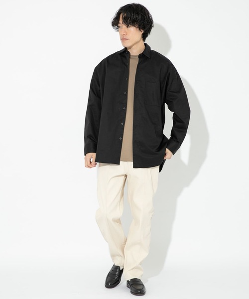 ITEMS URBANRESEARCH（アイテムズ アーバンリサーチ）の「綿ツイル レギュラーカラー ビッグシャツ（シャツ/ブラウス・メンズ・ブラック/ベージュ/カーキ・LARGE/MEDIUM）」の11枚目の写真