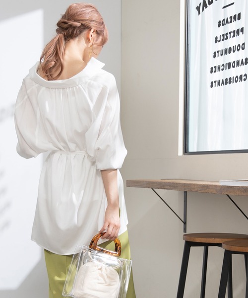 Newlyme（ニューリーミー）の「オーバーサイズスキッパーシャツ（シャツ/ブラウス・レディース・ブラック/ベージュ/オフホワイト/ブルー・MEDIUM）」の20枚目の写真