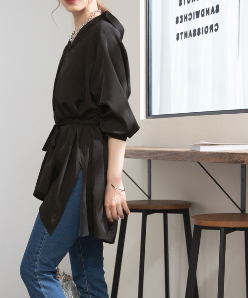 Newlyme（ニューリーミー）の「オーバーサイズスキッパーシャツ（シャツ/ブラウス・レディース・ブラック/ベージュ/オフホワイト/ブルー・MEDIUM）」の21枚目の写真