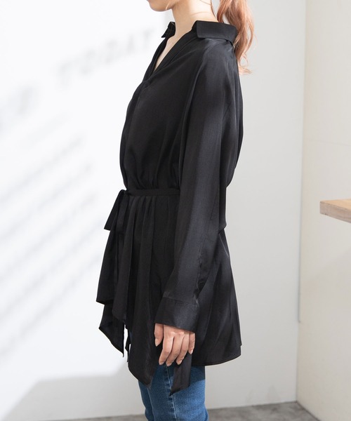 Newlyme（ニューリーミー）の「オーバーサイズスキッパーシャツ（シャツ/ブラウス・レディース・ブラック/ベージュ/オフホワイト/ブルー・MEDIUM）」の19枚目の写真