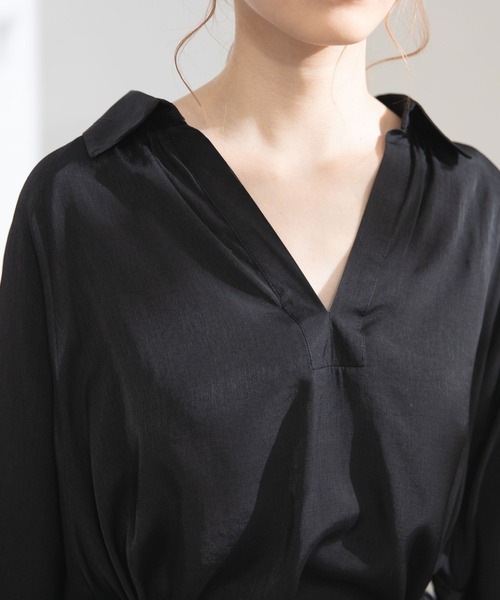 Newlyme（ニューリーミー）の「オーバーサイズスキッパーシャツ（シャツ/ブラウス・レディース・ブラック/ベージュ/オフホワイト/ブルー・MEDIUM）」の15枚目の写真