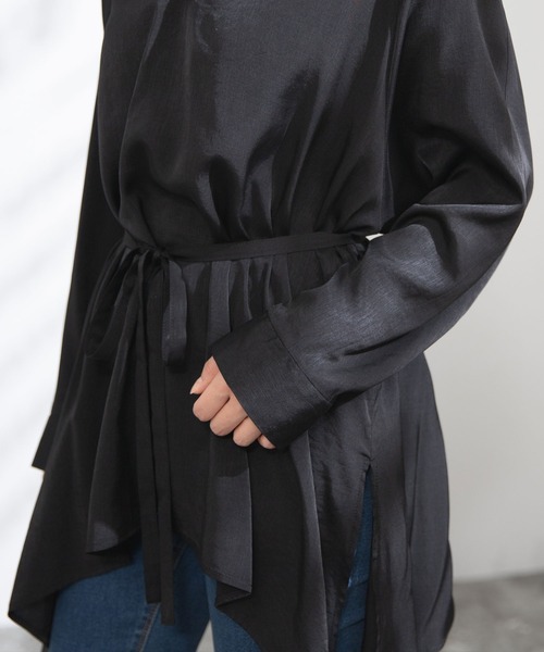 Newlyme（ニューリーミー）の「オーバーサイズスキッパーシャツ（シャツ/ブラウス・レディース・ブラック/ベージュ/オフホワイト/ブルー・MEDIUM）」の6枚目の写真