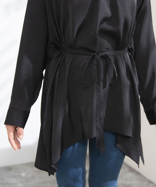 Newlyme（ニューリーミー）の「オーバーサイズスキッパーシャツ（シャツ/ブラウス・レディース・ブラック/ベージュ/オフホワイト/ブルー・MEDIUM）」の9枚目の写真