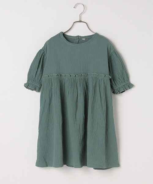 b・ROOM（ビールーム）の「【プチプラ】ガーゼ半袖ワンピース（ワンピース・キッズ・ブルーグレー/モスグリーン/ベージュ/ラベンダー・100cm/110cm/140cm/130cm/120cm）」の3枚目の写真