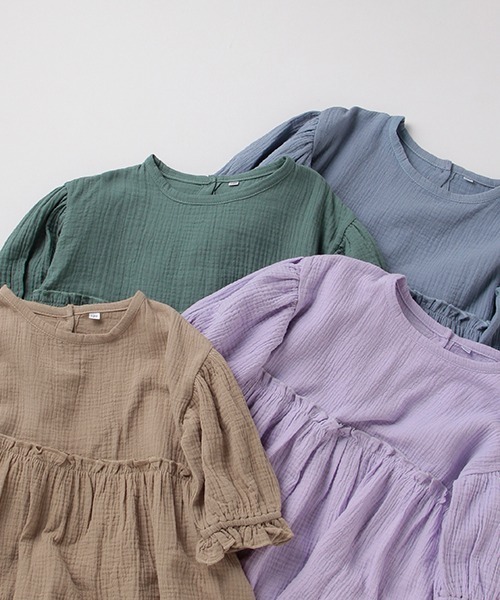 b・ROOM（ビールーム）の「【プチプラ】ガーゼ半袖ワンピース（ワンピース・キッズ・ブルーグレー/モスグリーン/ベージュ/ラベンダー・100cm/110cm/140cm/130cm/120cm）」の15枚目の写真