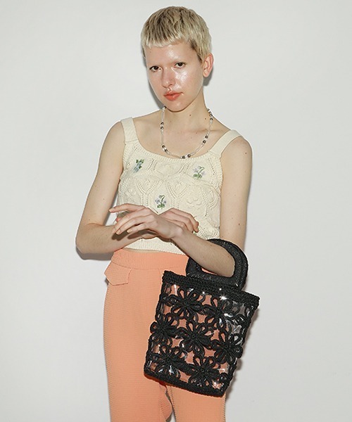 Casselini（キャセリーニ）の「フラワーペーパーバッグ（ハンドバッグ・レディース・その他/アイボリー/ブラック・FREE）」の10枚目の写真