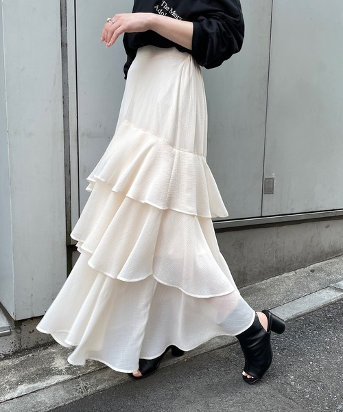 Chico（チコ）の「イレヘムティアードスカート（スカート・レディース・ブラック/アイボリー/グレー/パープル・FREE）」の2枚目の写真