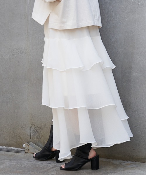 Chico（チコ）の「イレヘムティアードスカート（スカート・レディース・ブラック/アイボリー/グレー/パープル・FREE）」の7枚目の写真