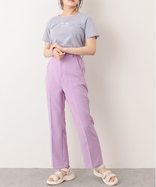 OLIVE des OLIVE（オリーブデオリーブ）の「［S/Mサイズ］【WEB限定カラー有】今のキブン的にスラックスパンツ（スラックス・レディース・イエロー/アイボリー/ラベンダー/ブラック系その他/グレー系その他/ライトブラウン/ライトグレー/パープル/ブラウン/ミント/ピンク・SMALL/MEDIUM）」の22枚目の写真