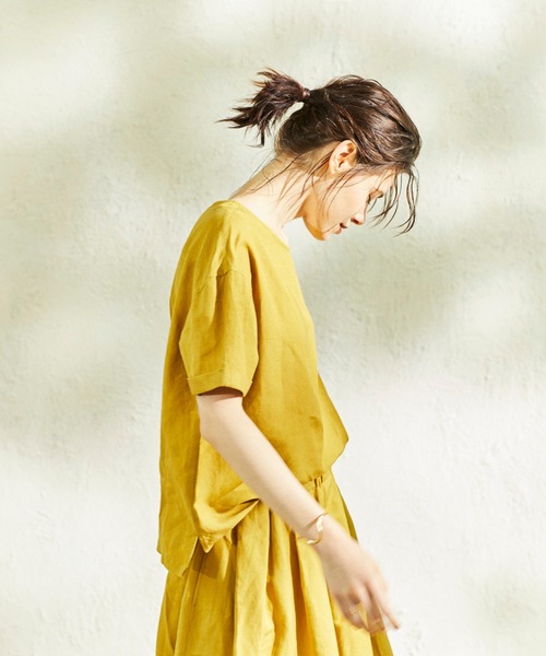 ReNorm（リノーム）の「リネン混プルオーバートップス（シャツ/ブラウス・レディース・モカ/ダークグレー/イエロー・フリー）」の5枚目の写真