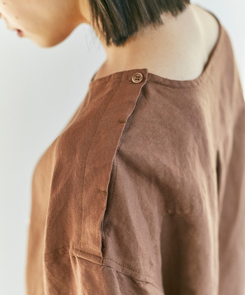 ReNorm（リノーム）の「リネン混プルオーバートップス（シャツ/ブラウス・レディース・モカ/ダークグレー/イエロー・フリー）」の7枚目の写真