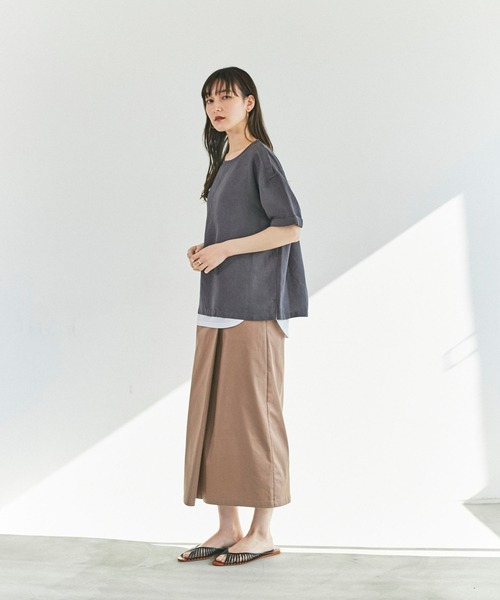 ReNorm（リノーム）の「リネン混プルオーバートップス（シャツ/ブラウス・レディース・モカ/ダークグレー/イエロー・フリー）」の4枚目の写真